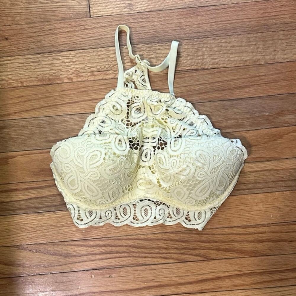 Victoria’s Secret PINK Yellow Racerback Lace Push-Up Bra – Size L
